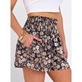 thumbnail image 5 of ANRABESS Shorts for Women Summer Casual High Smocked Waist Wide Leg Lounge Comfy Baggy Shorts 2026 Beach Vacation Clothes Floral Navy Blue Pink X-Large, 5 of 12