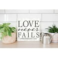thumbnail image 4 of Love Never Fails Cream Scrolling 12 x 12 Wood Wall Sign Plaque, 4 of 4