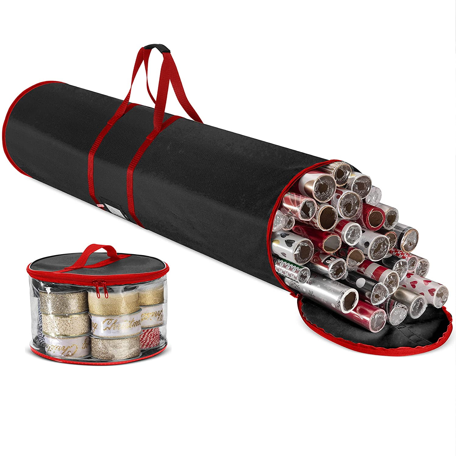 Premium Christmas Wrapping Paper Storage Bag Fits 20 Rolls & Ribbon