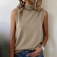 thumbnail image 4 of FRSASU Women's Vest Turtleneck Sleeveless Solid Color Knit Sweater High Neck Summer Casual Pullover Sweater Khaki, 4 of 7