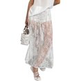 thumbnail image 2 of Women'S High Waist Sheer Floral Embroidered Lace A Line Maxi Skirt White S, 2 of 9
