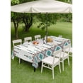 thumbnail image 4 of Outdoor Tablecloths with Umbrella Hole & Zipper, Teal Black Boho 60 x102 Inch Rectangle Tablecloths, Vintage Ethnic Tribe Abstract Art Retro Waterproof Table Cloth, Patio/Pool/Picnic Table Covers, 4 of 8