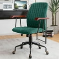 thumbnail image 4 of Gymax Velvet Home Office Chair Swivel Adjustable Task Chair w/ Wooden Armrest Green, 4 of 10