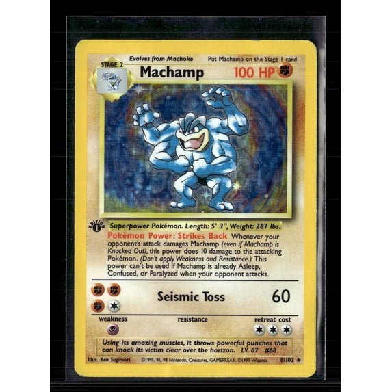 1999 Base Set Machamp Holo Rare 1st Edition #8/102 - Walmart.com