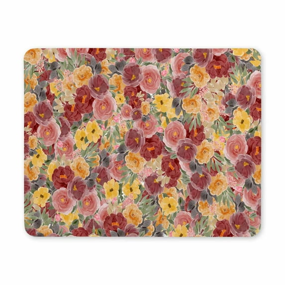 Floral Mouse Pad, Square Computer Mouse Pads with Flowers Design, Washable Mouse Mat with, Gaming Office Home Non-Slip Rubber Base Mousepad