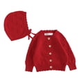 thumbnail image 1 of YTDSCS Toddler Baby Girls Knit Sweater Cardigans Long Sleeve Button up Knitwear Jacket Newborn Fall Winter Solid Color Sweaters Send Hat 3-24 Months, 1 of 7
