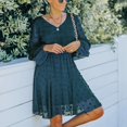 thumbnail image 1 of Vestido De Manga Larga Con Cuello En V, Vestido De Manga Larga Elegante Con Estampado De Puntos Estilo Línea A Para Mujer Con Volantes Para Vacaciones Para Club Para Mujer ANGGREK Otros, 1 of 6