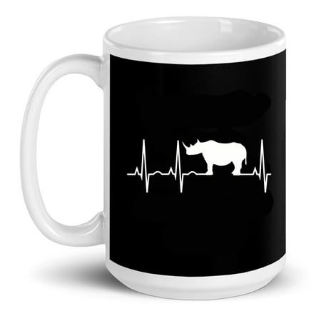 

Rhino Heartbeat Rhinoceros Funny Gift Ceramic Mug 15oz (White;15oz)