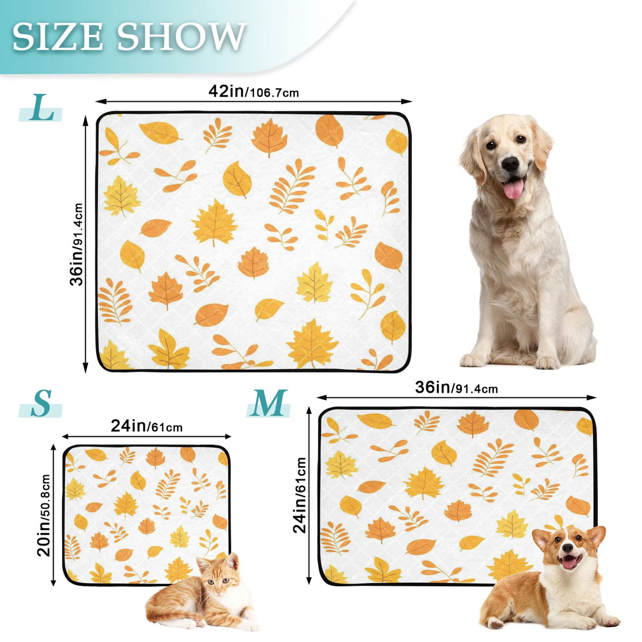 Washable Pet Pee Pads with Super Absorbent Reusable Training Pads for Dogs & Cats Yellow Maple Leaf Pattern