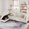 thumbnail image 3 of Belffin L-Shape Velvet Sectional Sofa Memory Foam Modular Sofa With Storage For Living Room,Beige, 3 of 7