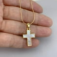thumbnail image 4 of Pearl Cross Necklace Crucifix Religious Miraculous Medal Choker,Faith Necklace, 4 of 6