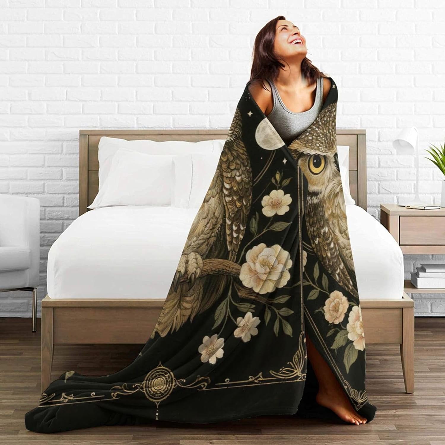 Owl Blanket Owl Gifts for Women Women Lightweight Blanket Soft Flannel Cozy Fleece Fuzzy Plush Warm Bedding Stuff for Users Adults 60 x 80 Inch