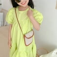 thumbnail image 6 of Baby Girls's Dress Puff Sleeve Princess Style Solid Color Loose Simple Dress Daily Wear, 6 of 8