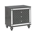 thumbnail image 5 of 4pc Modern Glam Style LED HB Gray Charcoal Finish Queen Size Panel Bedroom Set Solid Wood Furniture, 5 of 8