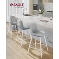 thumbnail image 2 of VASAGLE Bar Stools Set of 2, Counter Height Bar Stools with Back, Ergonomic Backrest, Synthetic Leather, Metal Legs, 24.8-Inch Tall Barstools for Kitchen Island Home Bar, Easy Assembly, Dove Gray, 2 of 9