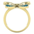 thumbnail image 3 of Dazzlingrock Collection 0.30 Carat (ctw) Round Blue & White Diamond Butterfly Cocktail Right Hand Ring for Women in 10K Yellow Gold, Size 5.5, 3 of 6