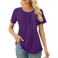 thumbnail image 2 of NANAIQ Women's Tops Comfort Color Short Sleeve Tops for Women Leisure Spring Tops for Women Classic Women's Tops, Tees & Blouses Purple XXL, 2 of 8