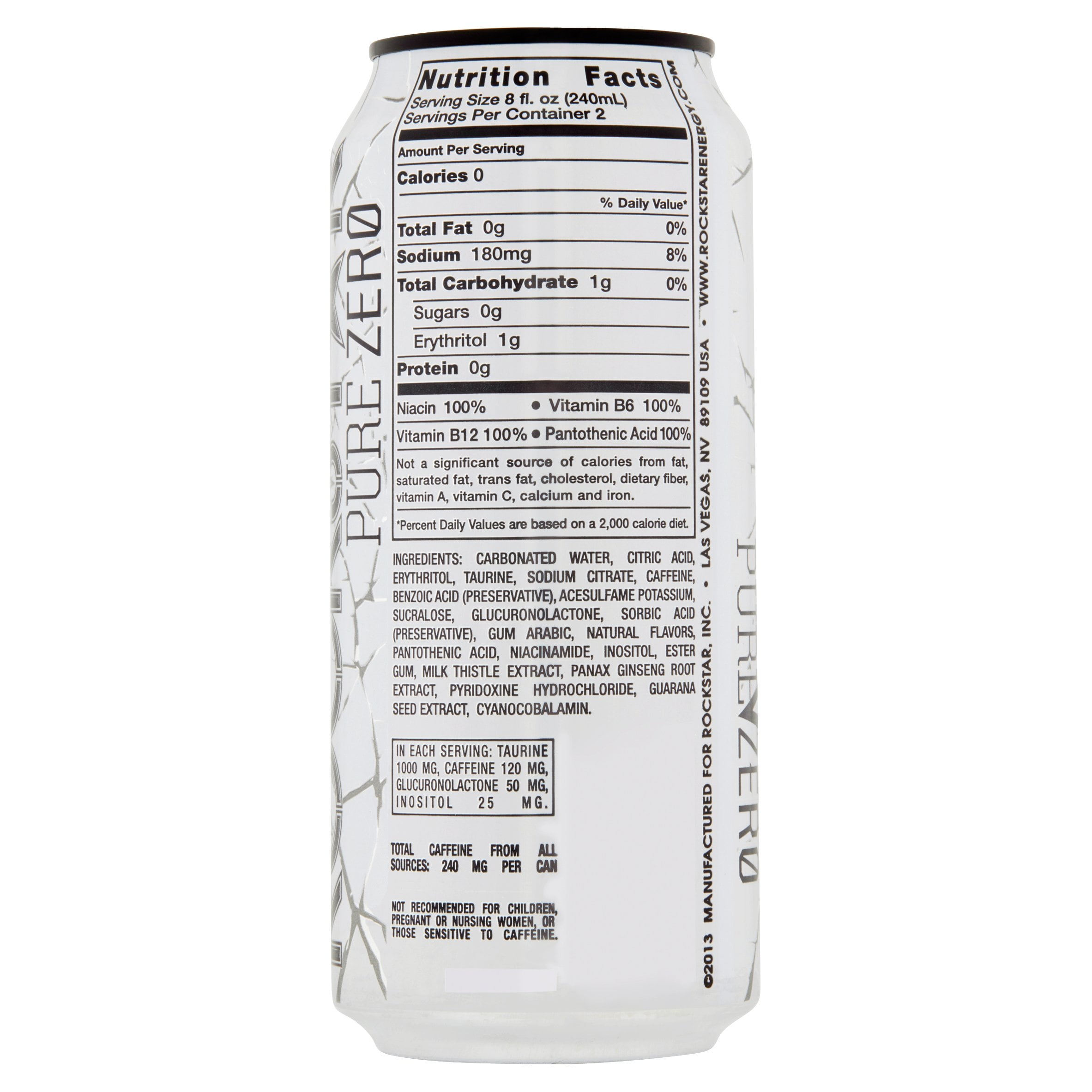 Rockstar Pure Zero Silver Ice Energy Drink 16 Fl Oz Walmart Com Walmart Com