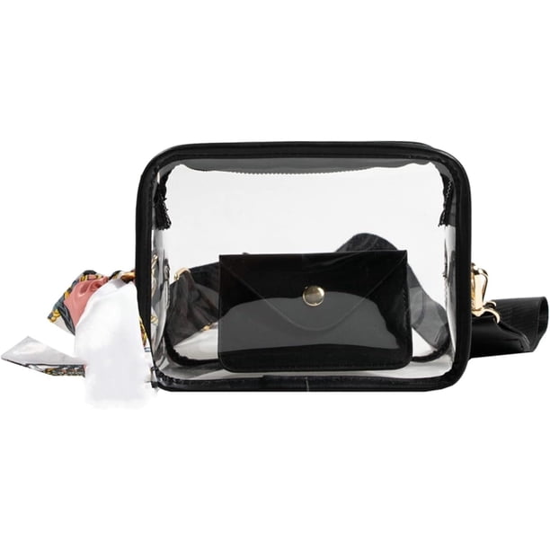 LHSHID Clear Purse Women 2 in 1 Transparent Jelly Crossbody Bag Candy Color Clutch Handbag Trend Portable Shoulder Slung