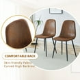 thumbnail image 3 of TesNus Modern Faux Leather Dining Chairs Set of 4, Brown Upholstered Seat with Black Metal Legs for Kitchen Dining Room Living Room, 3 of 9