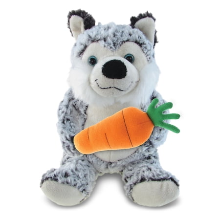 DolliBu Happy Easter Super Soft Plush Sitting Husky with Carrot Plush - Pet Life Stuffed Animals with Carrot Plush Toy Perfect Easter Gift Spring Easter Plush Animal Toy for Kids Adults - 9 Inch