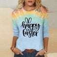 thumbnail image 2 of Amzcrzy Womens Shirts Dressy Casual 2024 Happy Easter Graphic Tops Fashion Casual Round Neck Three Quarter Sleeve T-Shirt Top, 2 of 3