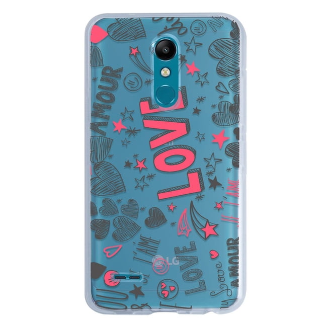 Funda Para LG K11 K10 2018 Corazones Love, Uso Rudo, InstaCase Protector para LG K11 K10 2018 Antigolpes, Case Corazones Love