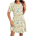 thumbnail image 1 of Vestido Corto para las Mujeres Cuello Redondo Manga Corta Impresa Suéter, Moda Casual Estilo Línea, 1 of 5