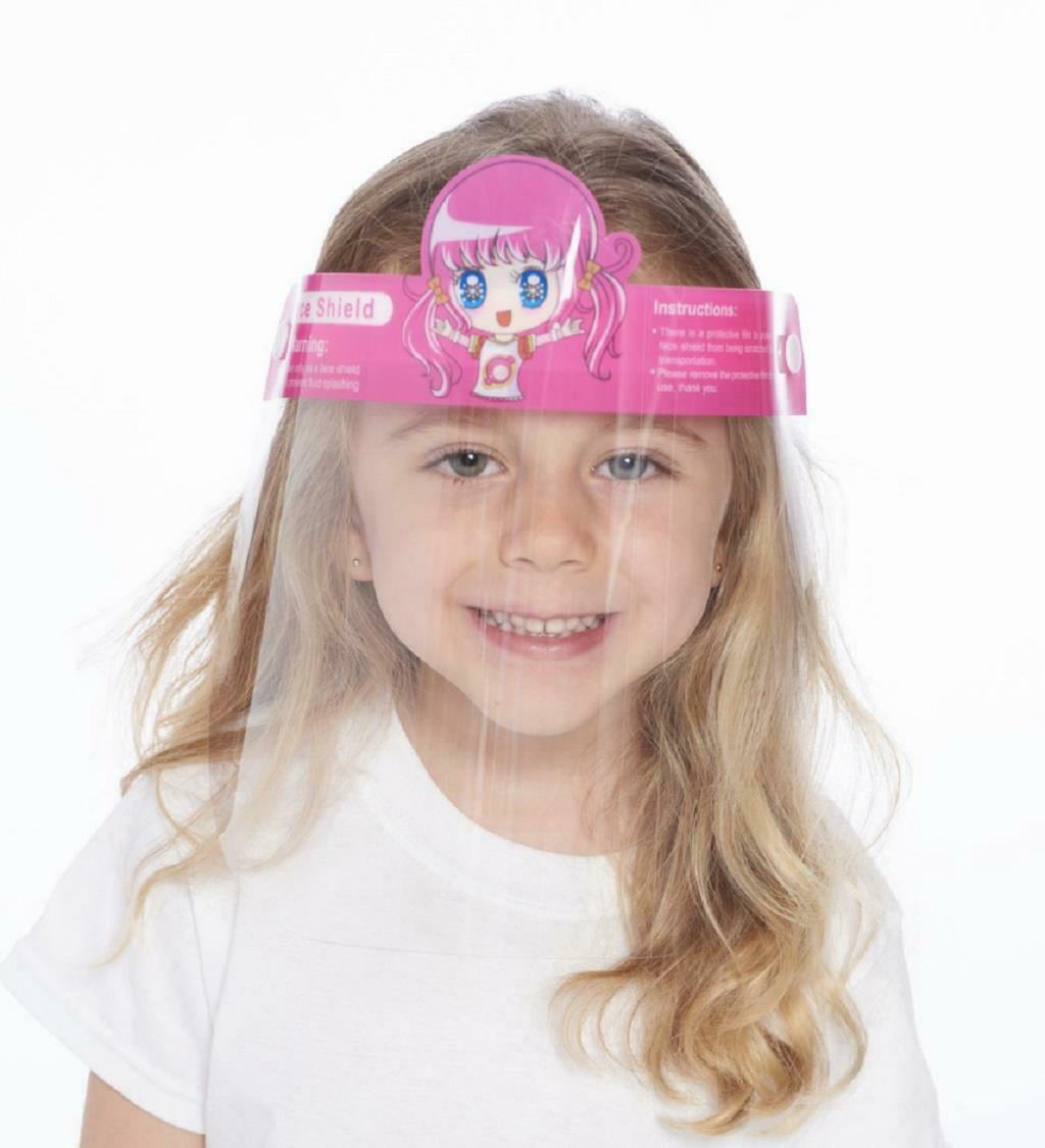KIDS WINDPROOF DUST PROOF ISOLATION FACE HAT SHIELD VISOR PINK GIRL 1 PC 
