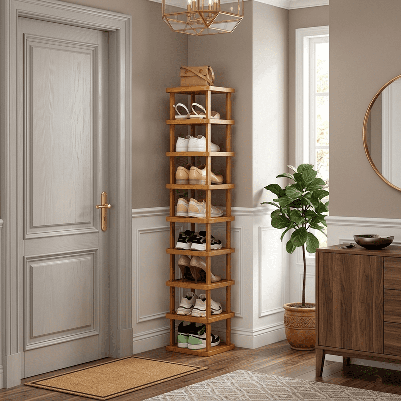 AISWORD 9-Tier Modern Bamboo Shoe Rack,Space-Saving Vertical Shoe Storage Organizer for Entryway,Closet,and Hallway