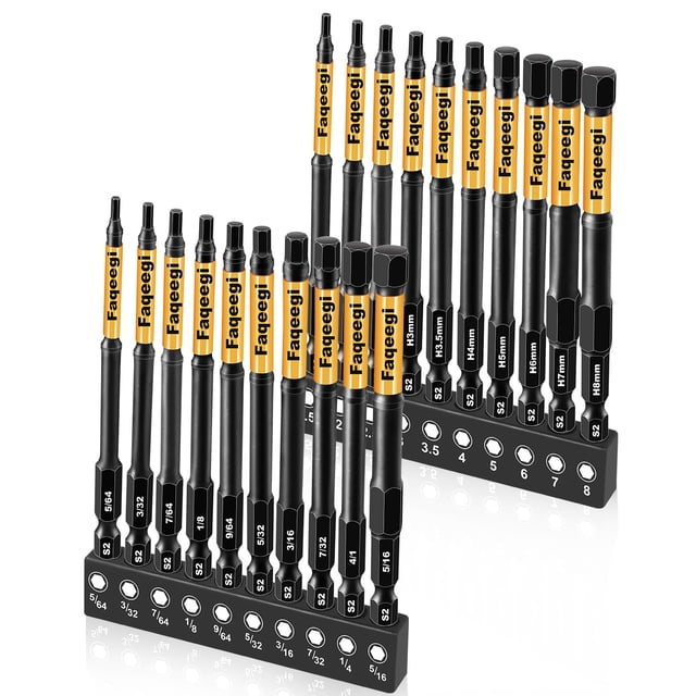 Juego de brocas Impact Allen Faqeegi, 20 piezas, 4 pulgadas, acero S2
