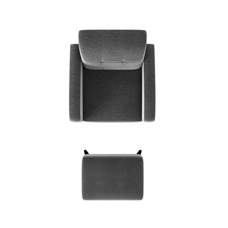 Homesvale Suzie Arm Chair and Ottoman Dark Gray Velvet