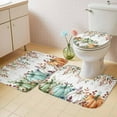 thumbnail image 2 of Fall Bathroom Rugs and Mats Sets 3 Piece Eucalyptus Leaf Bath Sets Non Slip Bath Rug Set with U Shape Rug Sage Green Maple Leaves Pumpkin Thanksgiving Contour Toilet Rug for Bathroom Floor Large Size, 2 of 8