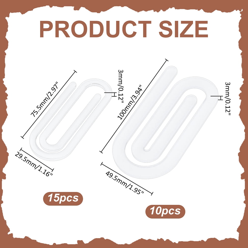25Pcs 2 Styles Heat Transfer Acrylic Paper Clips Oval White 75.5~100x29.5~49.5x3mm diy