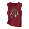 thumbnail image 3 of Camisetas sin mangas Tops para mujer, ropa deportiva, camisetas sin mangas, camisetas sin mangas para entrenamiento de Yoga, camiseta holgada con gráfico de ejercicio para correr (Wine, L), 3 of 4