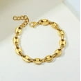 thumbnail image 3 of Chunky Coffee Bean Link Bracelet In 18K Gold Plated Stainless Steel, 3 of 4
