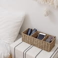 thumbnail image 5 of Wicker Toilet Basket Tank Topper, Toilet Paper Basket for Back of Toilet Tank Top, 3-Section Storage Baskets for Shelves, 2-Pack, 5 of 7
