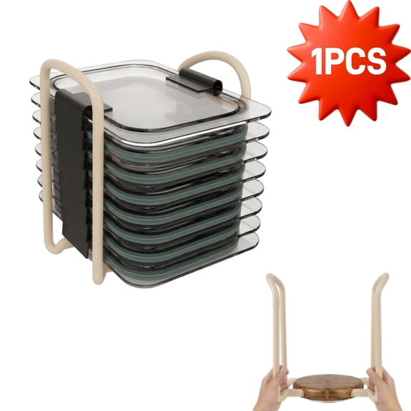 Adjustable Food Container Lid Organizer – Expandable Lid Holder for Kitchen Cabinet, Fits Round, Square & Rectangular Lids 5.51–8.27 Inches, Compatible with Rubbermaid Brilliance lids-Off-White