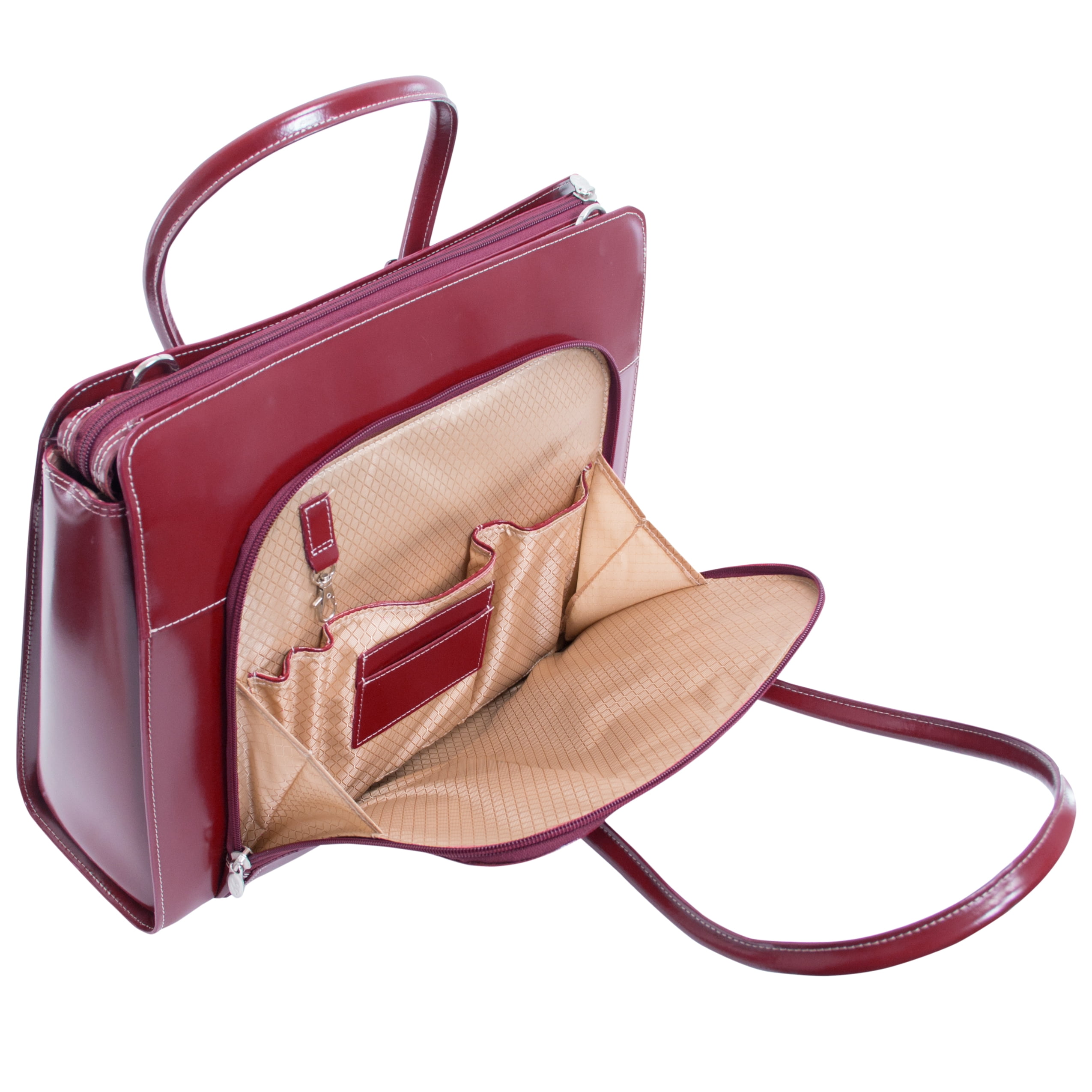 W Series | LAKE FOREST | 15" Leather Laptop Briefcase - Red