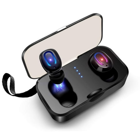 【Updated Version】 True Wireless Earbuds Bluetooth Headphones, Bluetooth 5.0 Earphones Noise Cancelling Stereo Hi-Fi Sound with Deep Bass Waterproof AUTO Stable Pairing with 36H Charging (Best Bass In Ear Headphones Under 50)