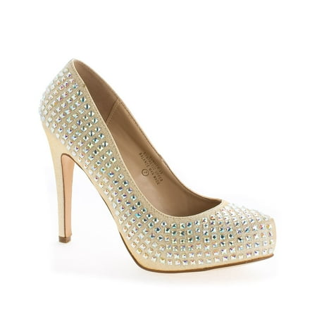 Stiletto Heel Slingback Pumps - Summer49 by Blossom, Rhinestone & Glitter Extra Comfort Stiletto Heel Dress Pumps