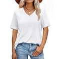 thumbnail image 2 of Womens Short Sleeve T Shirts Loose Fit V-Neck Summer Casual Basic Tee Solid Color Business Work Trendy Tops, 2 of 6