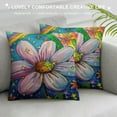 thumbnail image 3 of Fenyluxe Watercolor Botanic Blossom Throw Pillow Cover,Watercolor Cartoon Mushroom Wild Flowers Cushion Cover for Car RV,Geometric Stars Print Countryside Style Outdoor Pillow Cover Single Pack White, 3 of 5