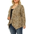 thumbnail image 5 of Unique Bargains Women's Plus Size Long Sleeve Leopard Print Asymmetric Hem Cardigan, 5 of 6