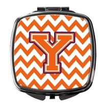 Letter Y Chevron Orange and Regalia Compact Mirror
