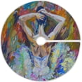 thumbnail image 1 of FMSHPON Ballerina Oil Painting Xmas Christmas Tree Skirt Stand Mat for Holiday Party Decoration Indoor Outdoor 48 inches, 1 of 6
