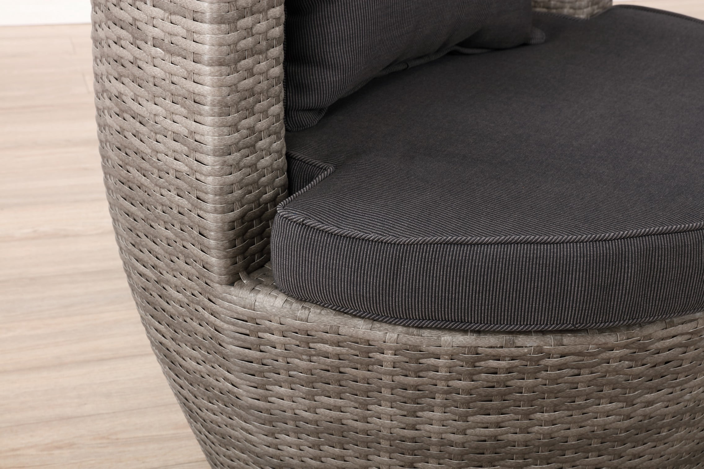 Alaterre 2-Person Wicker Patio Set – 3-Piece Outdoor Furniture with Chairs & Glass Top Table, Gray