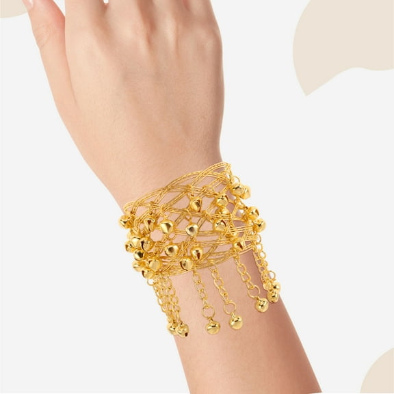 HONMEET Comfortable Adjustable Arm Bangle with Bells for Belly and Costume