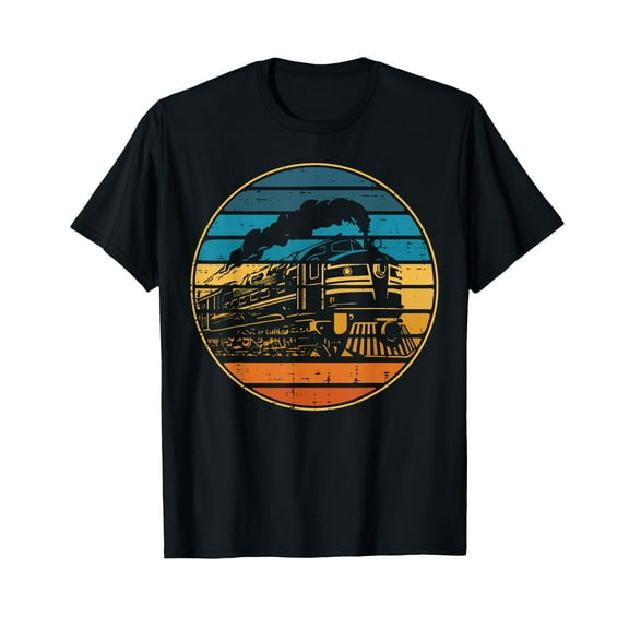 Train Locomotive Conductor Retro Railroad Boys Kids Men Teen T-Shirt