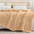 thumbnail image 3 of Chunky Knit Throw Blanket, 60''*80'' Knitted Throw Chenille Yarn for Bed Couch, Handmade Beige Crochet Big Thick Blanket, Machine Washable Cute Comfy Blanket for Home Decor, 3 of 7